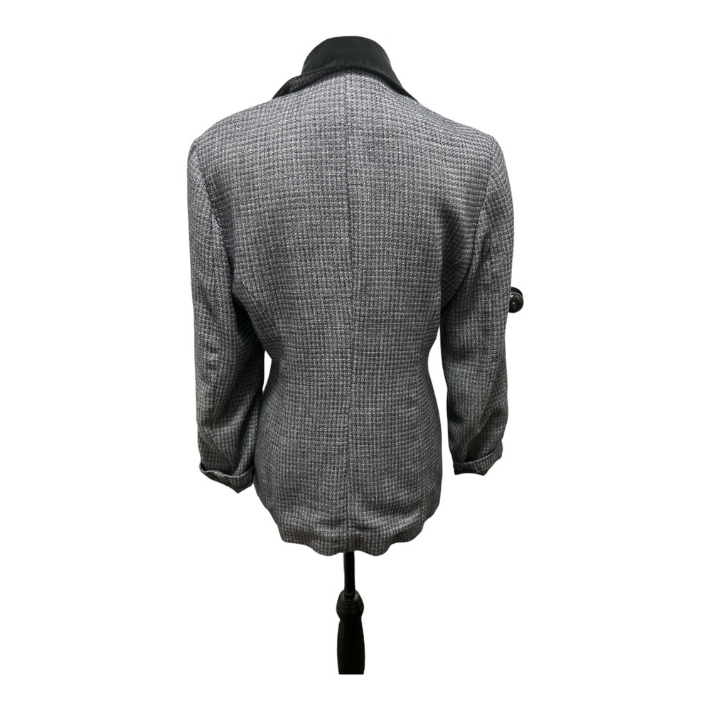 Metro Collection New York Micro Houndstooth Full Zip Blazer Velvet Collar Size 8 - Picture 4 of 12